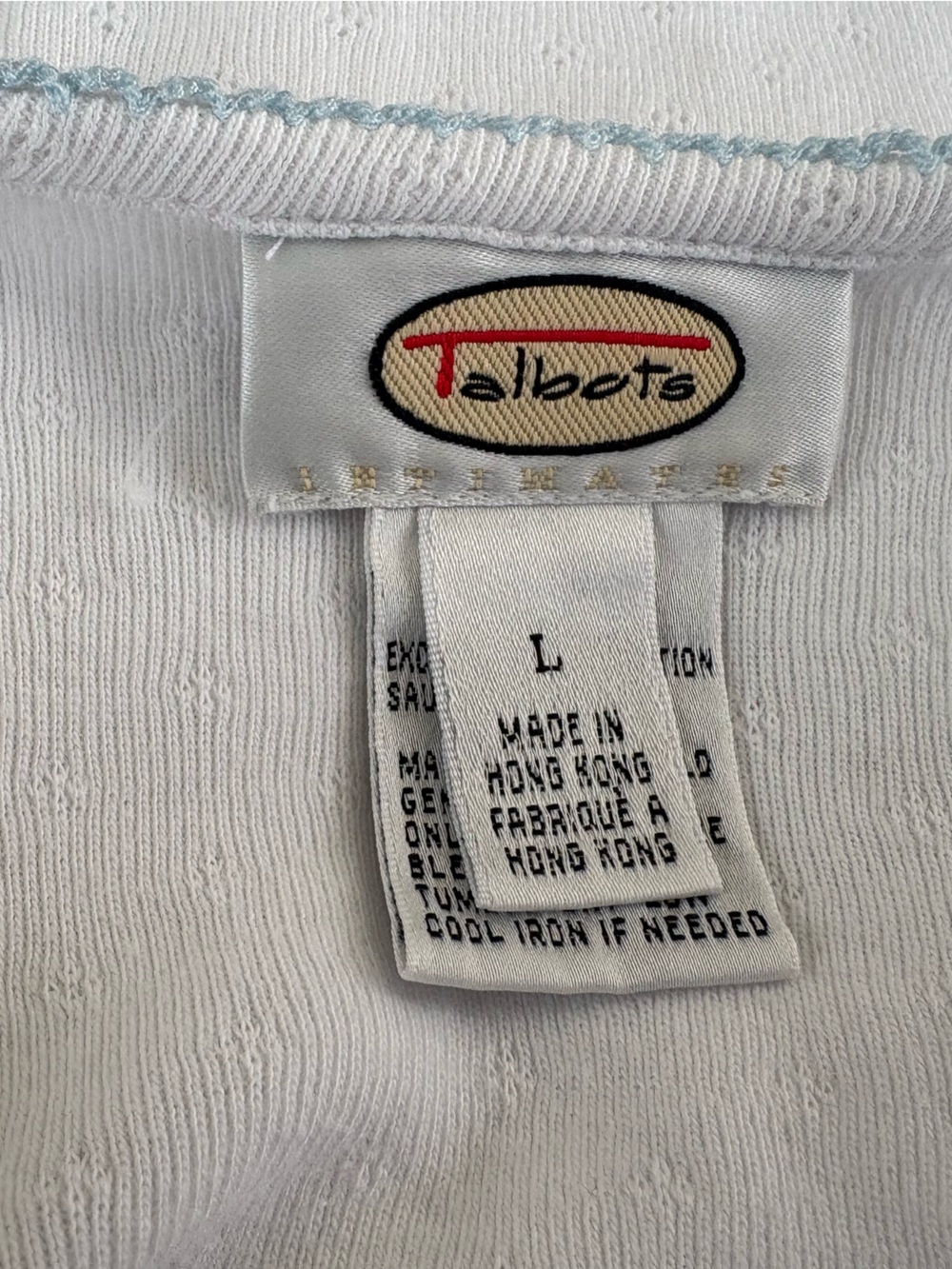 Talbots White Cardigan Sweater Light Blue Floral Trim Cottagecore L - Picture 6 of 7